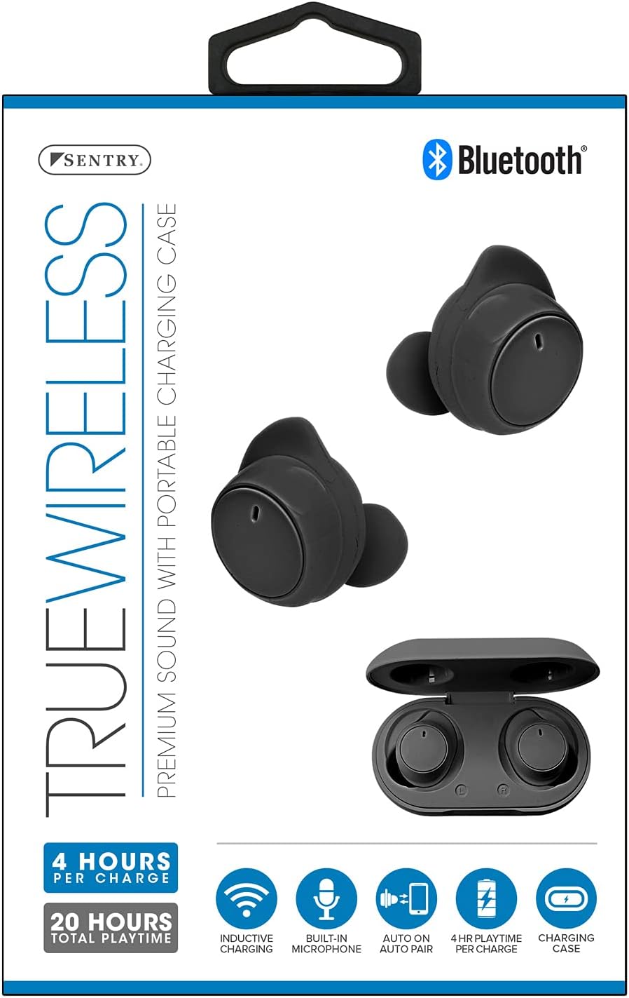 SENTRY BLWBT980B Earbuds True WRLSS DOT W CHRG CSE Black