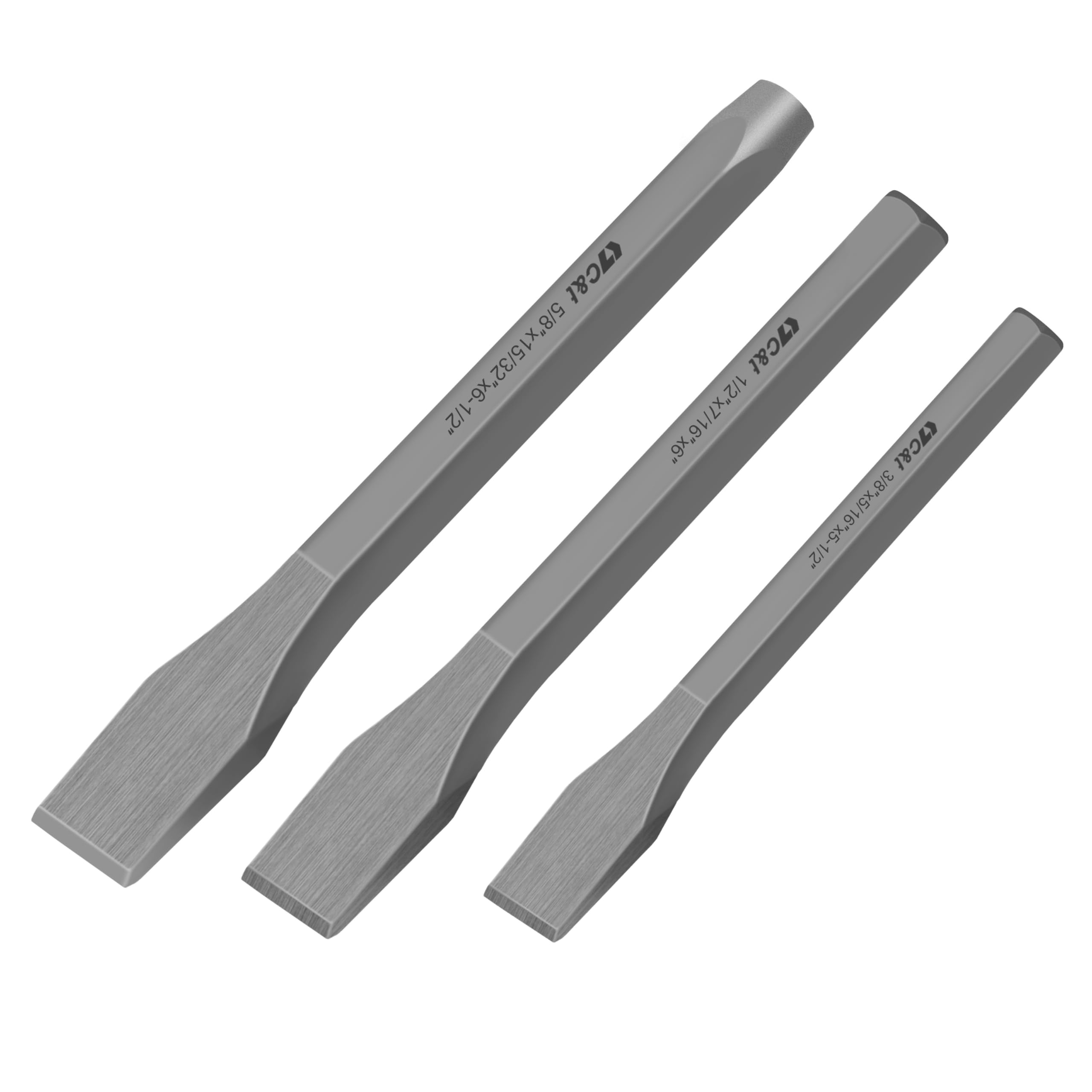 C&T 3-Piece Heavy Duty All Purpose Cold Chisels Kit, 3/8, 1/2, 5/8 in, for Carpentry, Metalwork, Woodwork & Masonry work