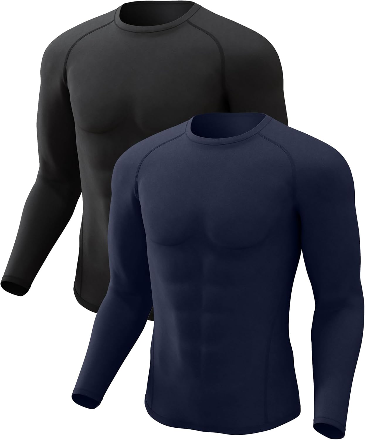 4 or 2 Men's Thermal Shirt Long Sleeve Fleece Lined Tops Base Layer Compression Undershirt Athletic Sport Gear