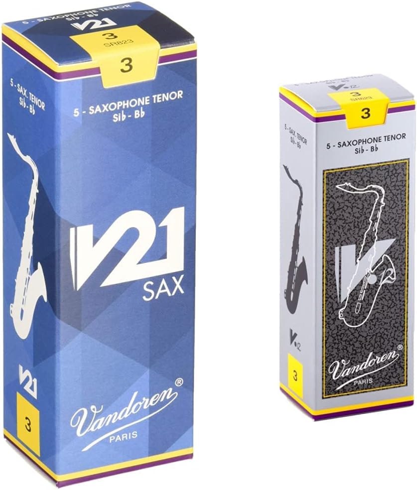 Vandoren SR823 Tenor Saxophone V21 Reeds Strength 3; Box of 5 and Vandoren SR623 Tenor Sax V.12 Reeds Strength 3; Box of 5