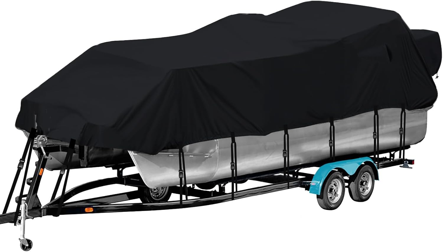 Pontoon Boat Cover 17-20 ft, 17 18 19 20 Foot Waterproof Pontoon Cover, 900D Heavy Duty Canvas 17' 18' 19' 20' Pontoon Boat Cover with Motor Cover,Gray