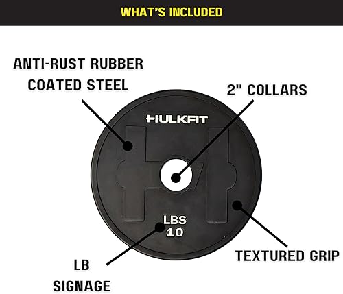 Miniatura 3 de HULKFIT Dumbbell Rubber Coated Steel Weight Plates Set for Loadable Dumbbell Bar - Black