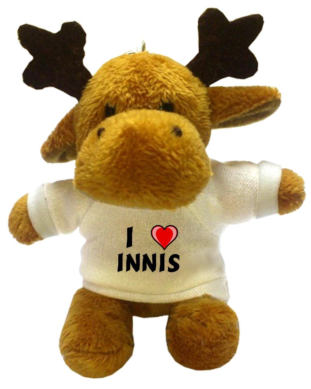Moose Plush Keychain with I Love Innis (first name/surname/nickname)