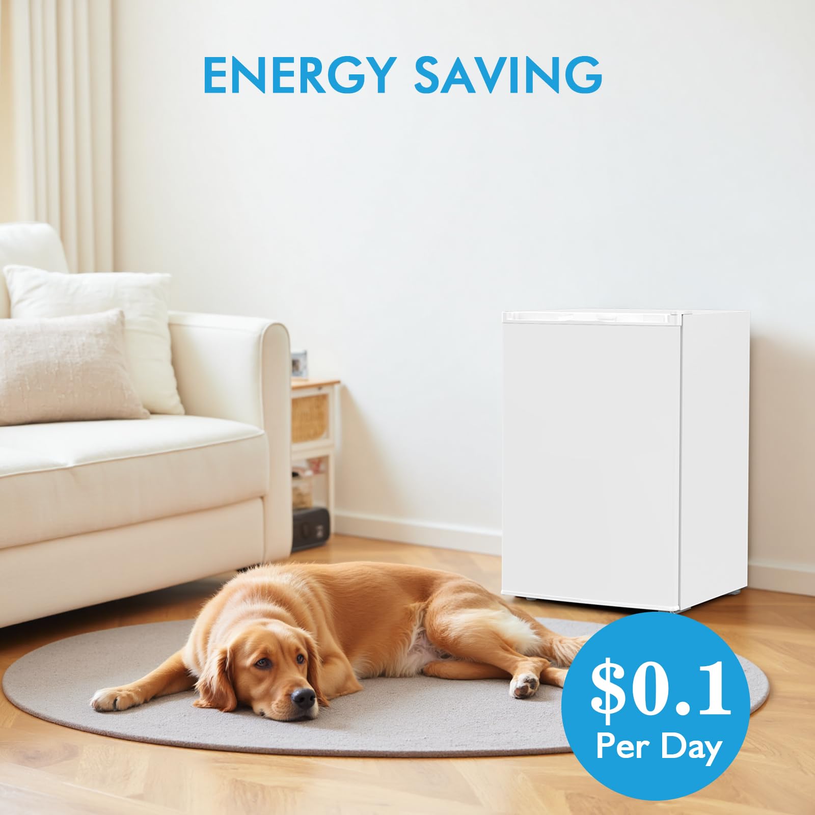 Cowsar Compact Mini Freezer, 1.2 Cu.Ft Small Upright Freezers With Handle, Removable Shelves, Adjustable Thermostat, Low Noise Stand Up Congelador For Home, Office, White on Fridge.com - View 6