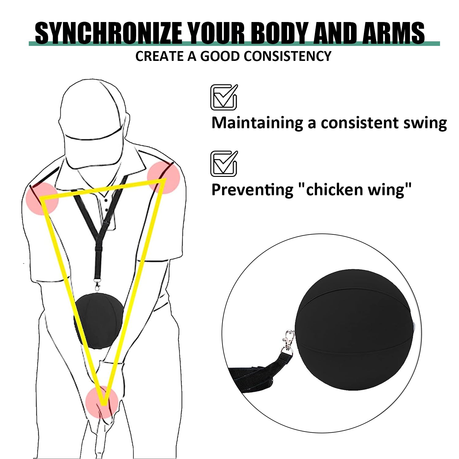 Arttodo Golf Smart Ball, Golf Training Aids, Arms Forearm, Inflatable Ball with Air Pump, Swing Trainer, Improve Posture and Consistency, Golf Gifts