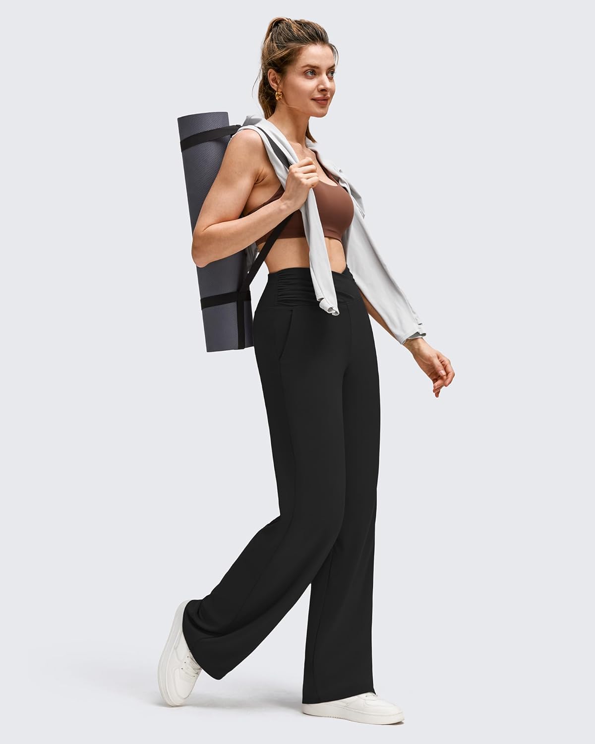 G4Free BareFeel High Stretch Wide Leg Yoga Pants for Women Side Pleated V Waist Casual Trousers with Pockets - Image 6