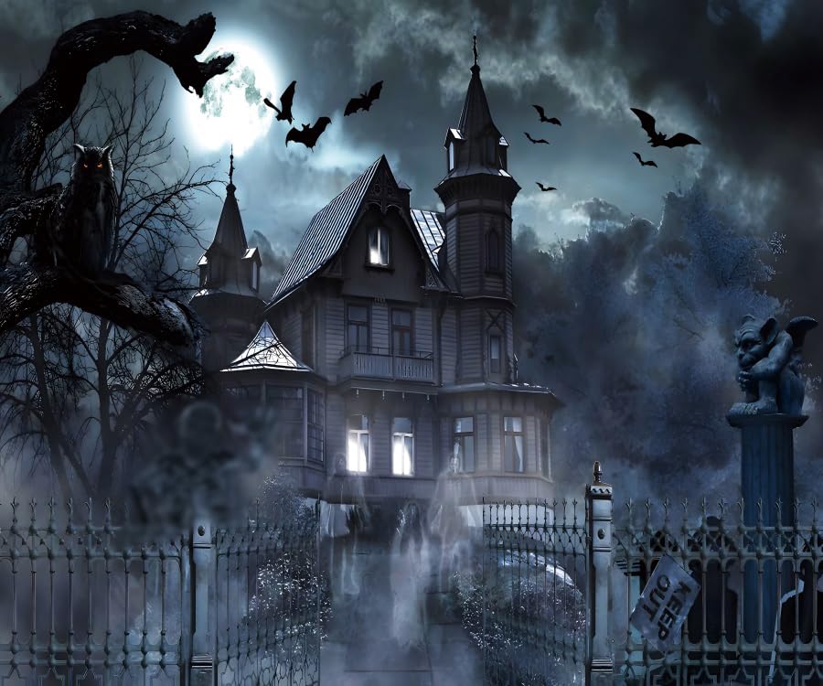 Allenjoy Halloween-Spukhaus-Hintergrund – 3 X 2,4 M, Polyester, Wasserdicht – Für Fotoshootings, Partys & Deko