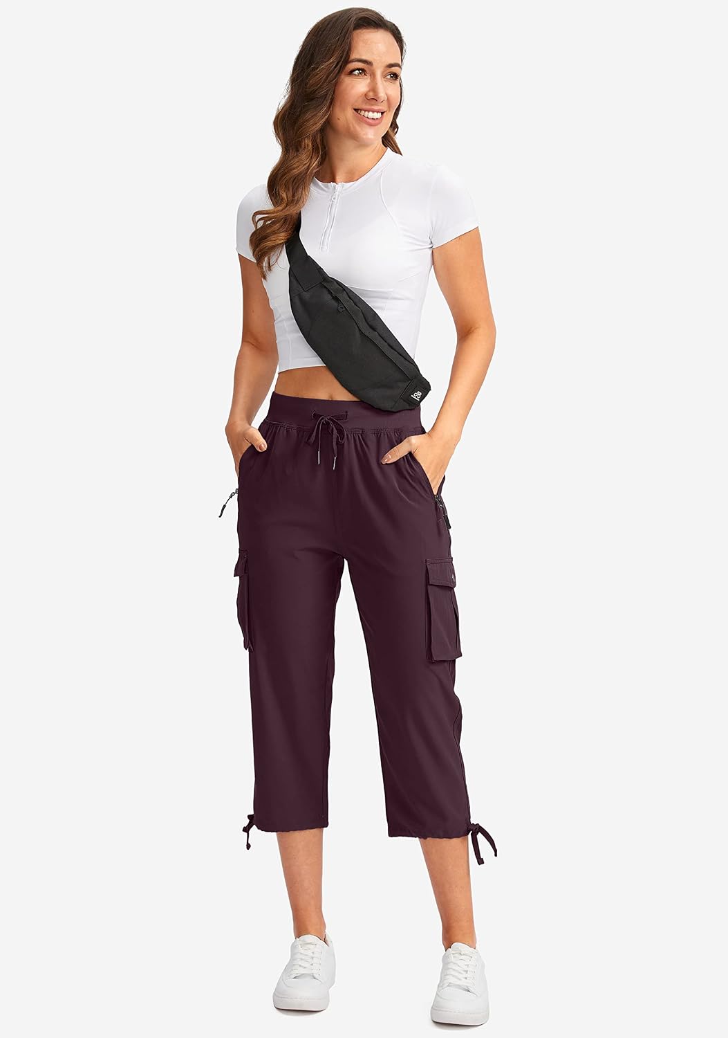 Soothfeel Women's Cargo Capris Pants with 6 Pockets Lightweight Quick Dry Travel Hiking Summer Pants for Women Casual thumbnail