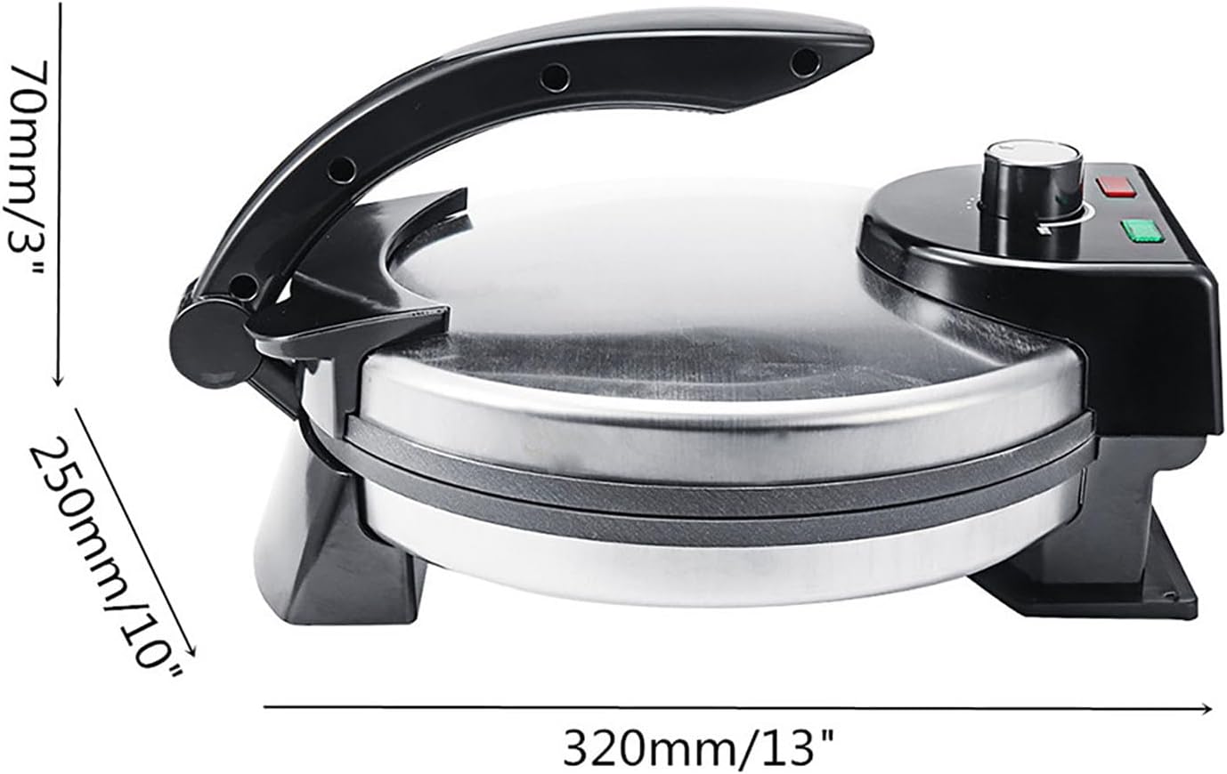 10" Electric Tortilla Maker, Tortilla Press with Detachable Handle, Stainless Steel Non-Stick Roti Maker for Tortilla Chapati Roti Omelette