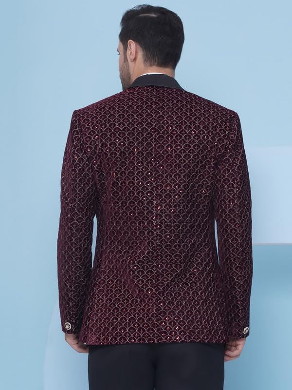 Image of FAVOROSKI Wedding Sequence Blazer Suit for Men | Embroidered Velvet Blazer | Relaxed Fit Blazer for Men Wedding Party | Ethnic Wear Blazer for Men | Blazer Suit for Men | Festive Blazers for Men