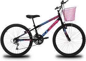 Bicicleta Infantil Menina Aro 24 em Aço Reforçado KOG Bikes 18v Freios V-Brake Acessório Cestinha