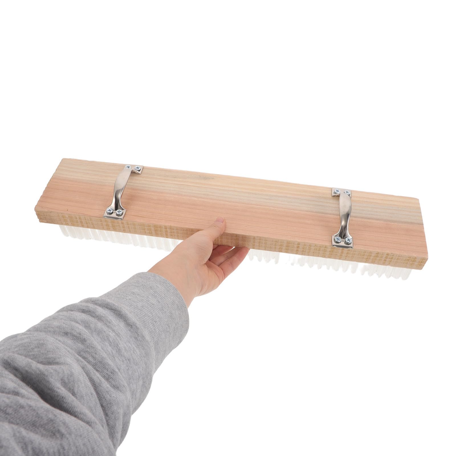 ULTECHNOVO Cepillo de Limpieza para Ranuras de Elevador en Edificios Comerciales, Cerdas Duras y Mango de Madera para Limpieza Profunda