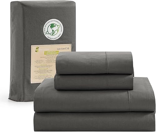 LANE LINEN Juego de sábanas tamaño Queen de 4 piezas, 100 % algodón orgánico puro tejido de percal de fibras largas, para colchones de hasta 15