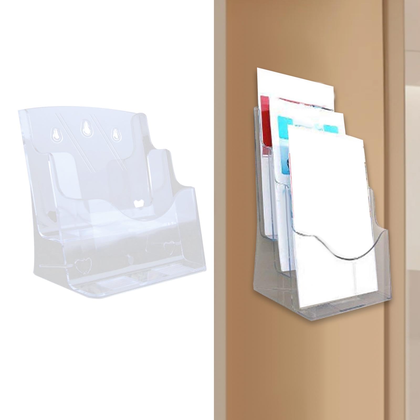 B Baosity Présentoir à Brochures Acrylique Porte Documents avec Dossier Incliné et Rainure Antidérapante Supports Dépliants Multifonction Adaptés pour Bureau Éc, A4 2 niveaux