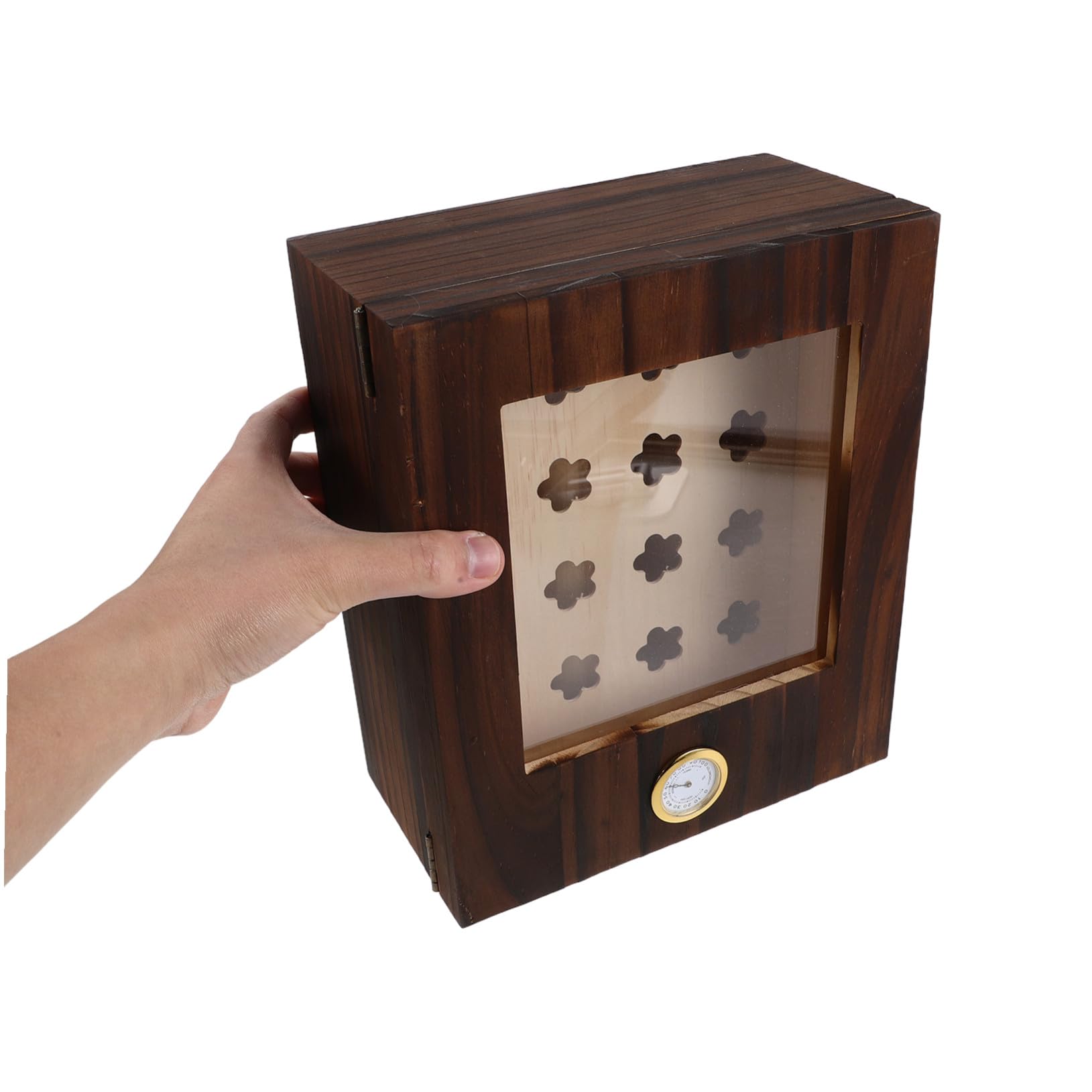 Baluue Scatola per Sigari in Legno con Igrometro e Umidificatore Doppio Strato per Conservazione a Casa Bar