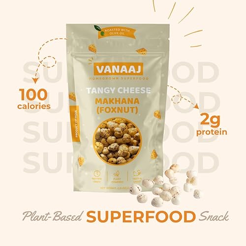 Miniatura 8 de Vanaaj Water Lily Pops - Bocadillo de zorras tostadas  4 sabores Peri Peri, crema y cebolla, masala de menta, queso picante  Crujiente, bajo en