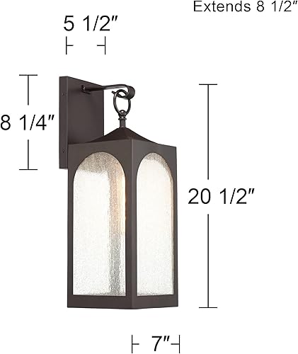 Miniatura 4 de Possini Euro Design Tyne - Juego de 2 lámparas de pared modernas para exteriores, marco de farol de metal de bronce, paneles de vidrio semillero de