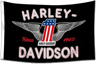ENMOON Harley Flag Fans Davidson Banner (3x5ft, Vivid Color, 150D Poly) HD Printing Quality Brass Grommets for Garage Motorcycles