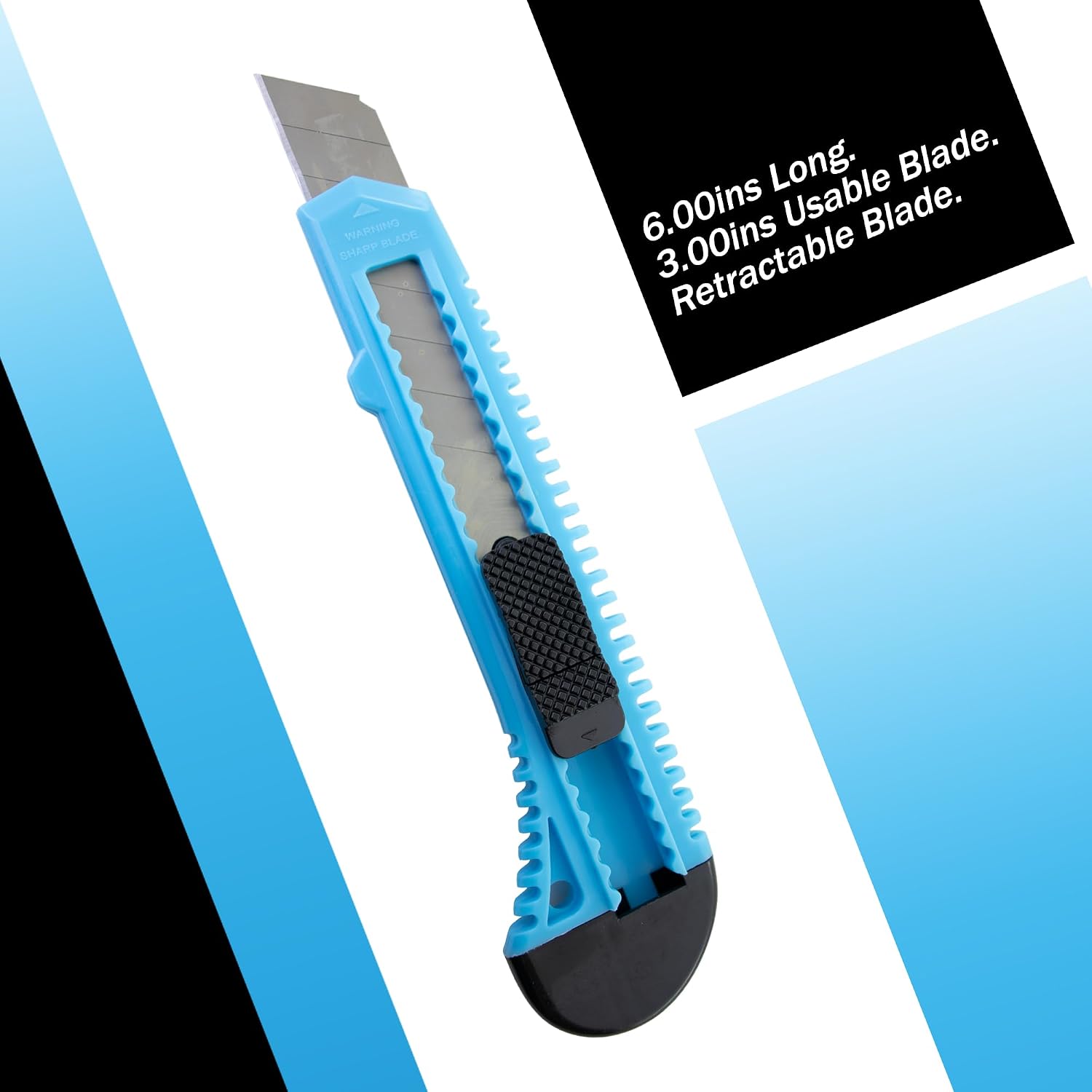 100 Sky Blue Retractable Utility Knife Wholesale 6 inch Manual Lock Bulk Box Cutter Snap Off Blade
