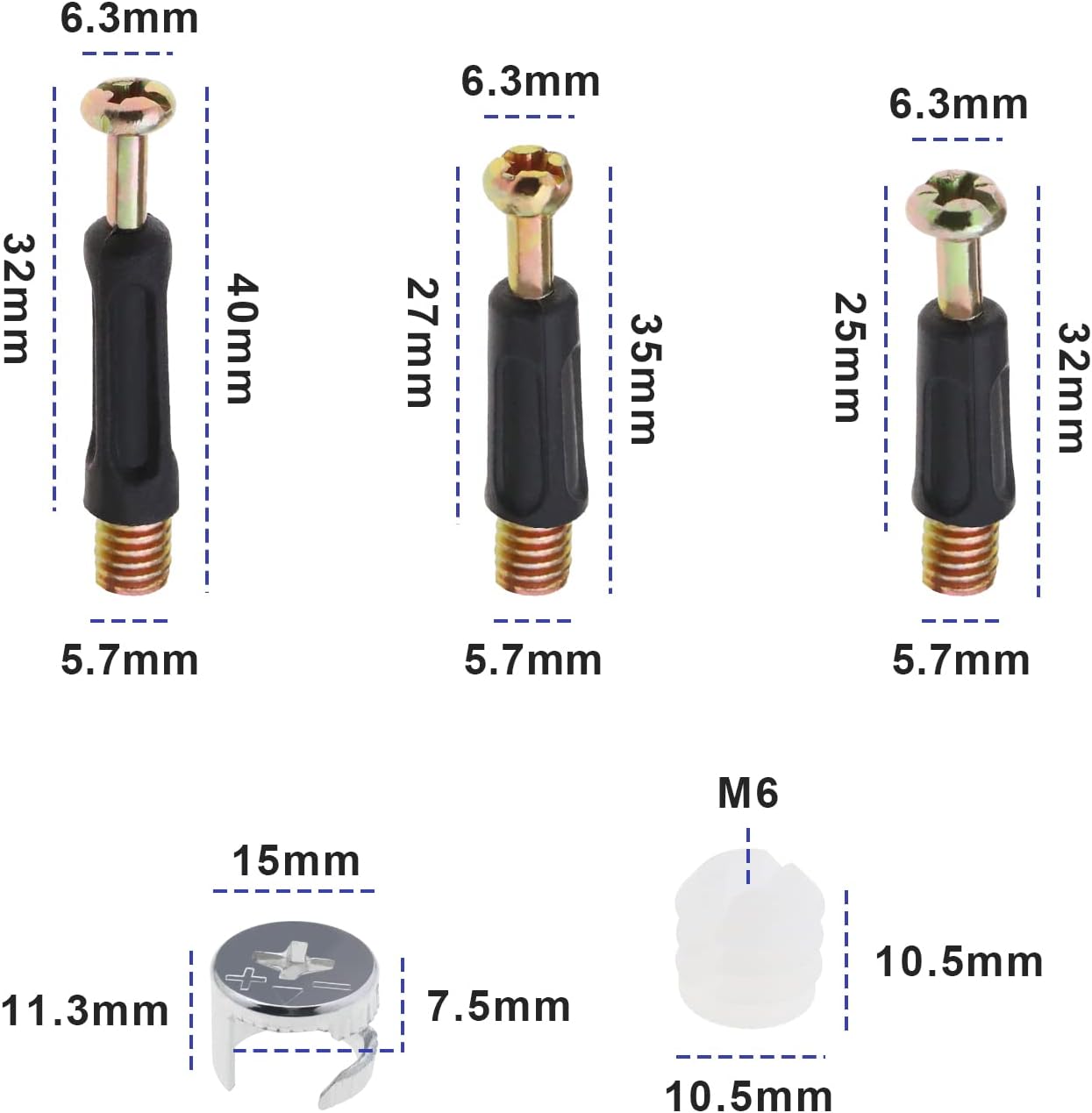 60pcs Furniture Connecting Cam Lock Fittings with Dowel Cam Lock