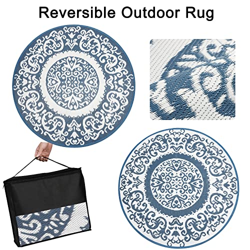 Tapis de patio réversible et imperméable en paille de plastique 1,5 m - 5