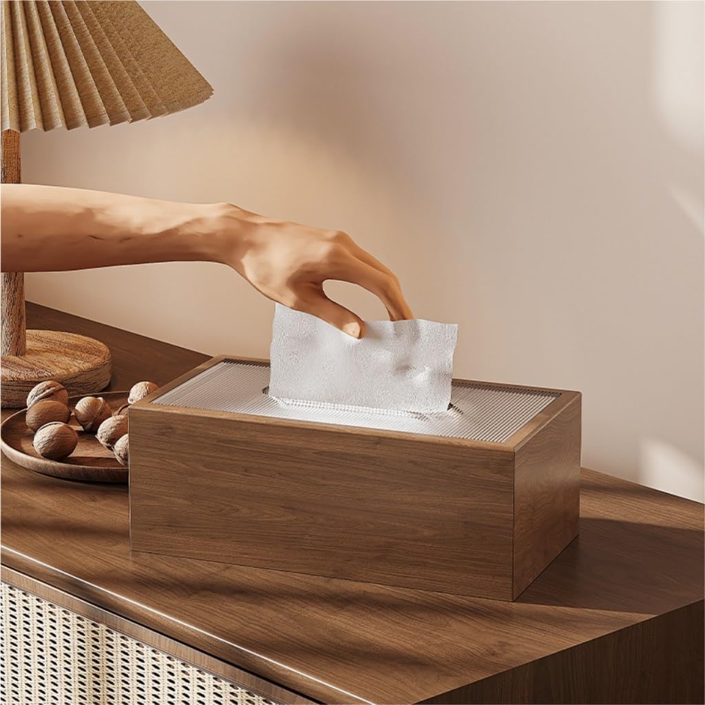 Organiseur De Bureau à Mouchoirs Avec Couvercle En Bois Amovible Pour Chambre à Coucher, Salon, Salle