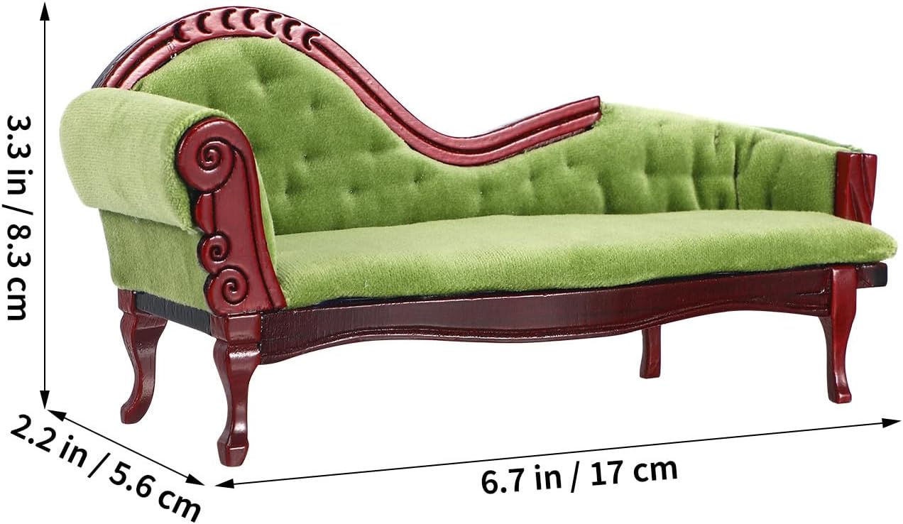 ABOOFAN 1:12 Scale Dollhouse Furniture, Victorian Miniature Couch with Carved Wood Frame, Miniature Sofa for Dollhouse Living Room Display