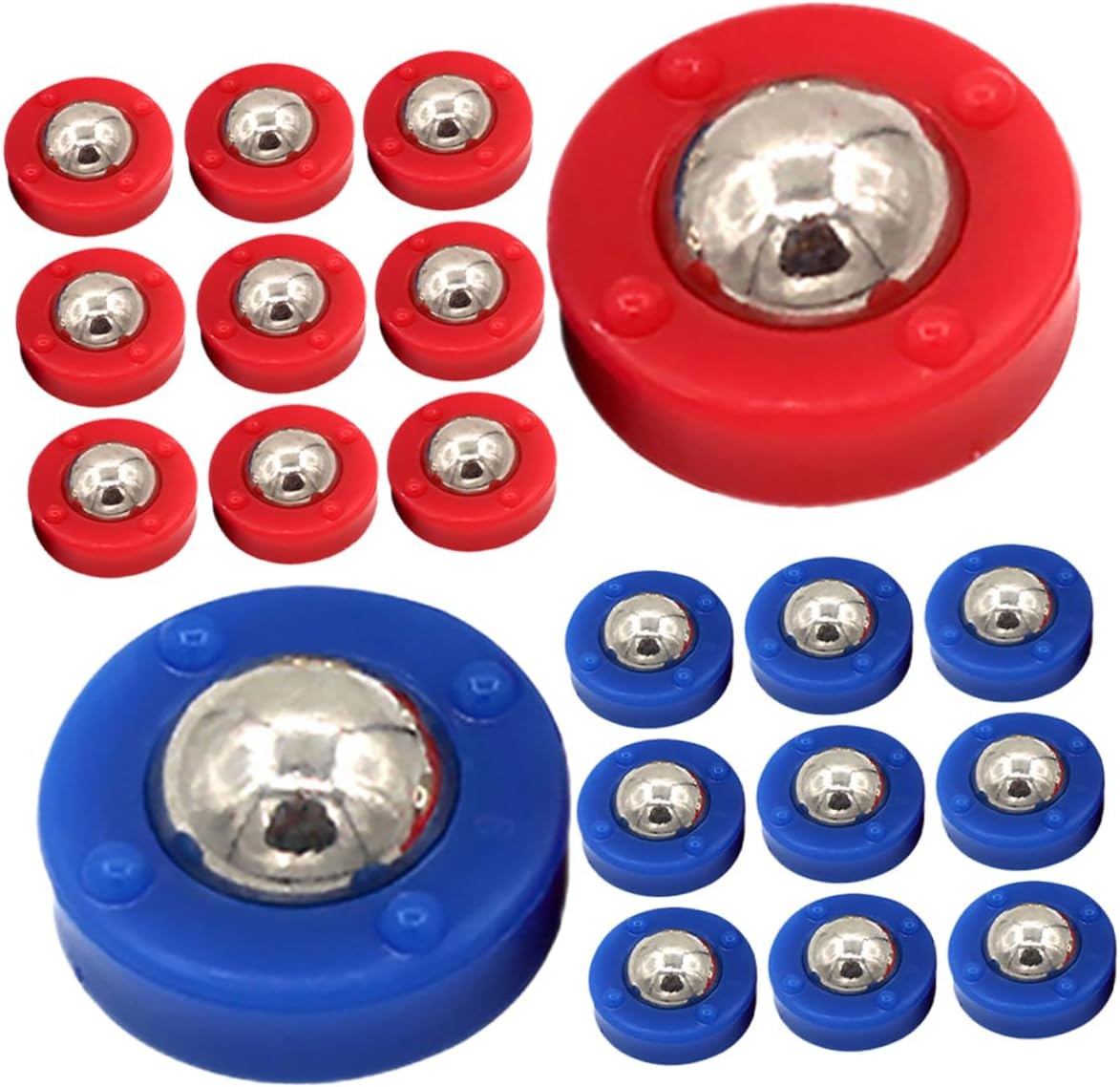 SUPVOX 20pcs Mini Tabletop Shuffleboard Beads Set Blue Red Pucks for Curling and Sliding Games Easy Setup Compatibility for Indoor Fun
