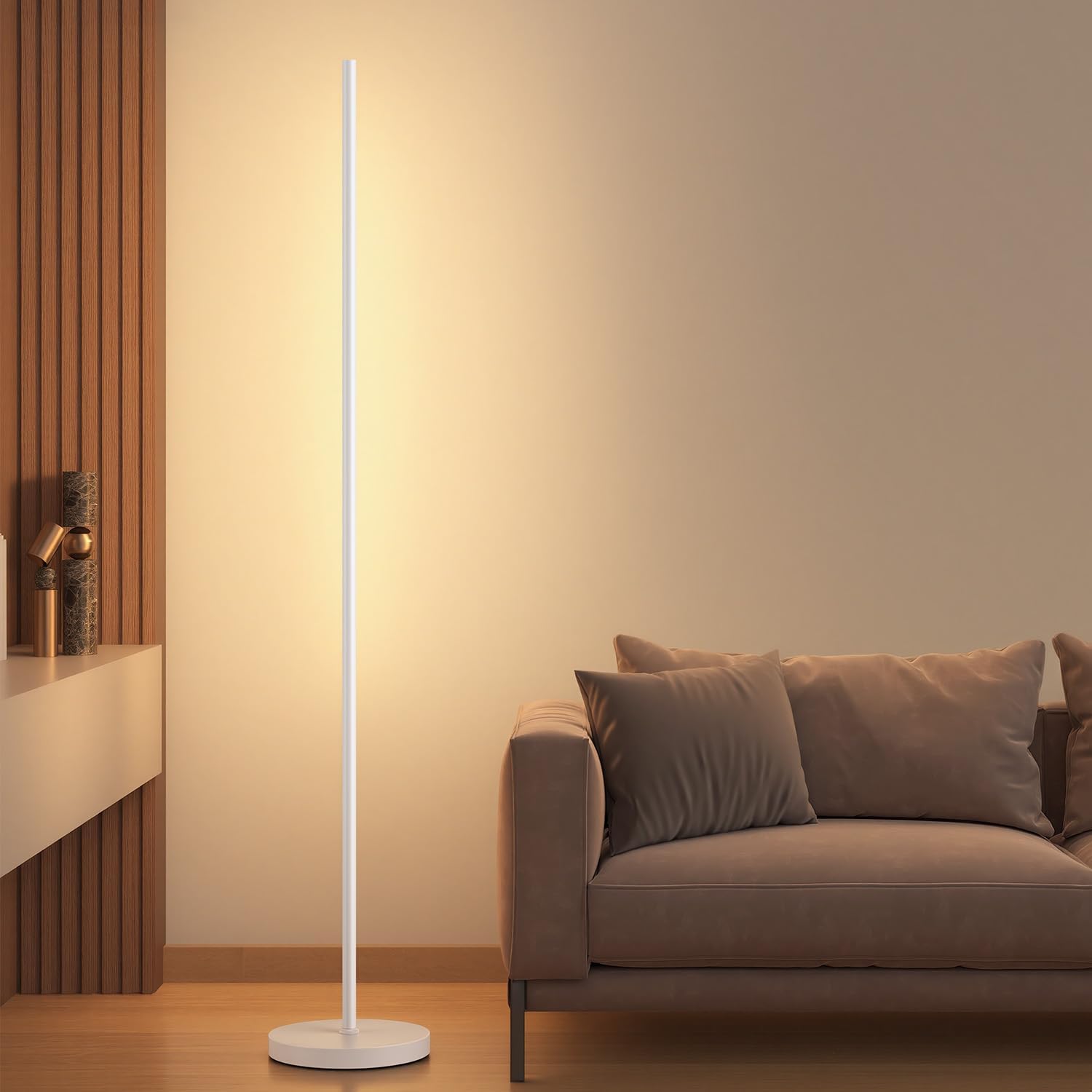 LED Corner Floor Lamp, 360°Rotating Head, Super Bright 1800LM Dimmable Minimalist Floor Lamps with Remote Control,3000K-6000K Modern Corner Light,67" Tall Standing Lamp for Living Room,Office - White