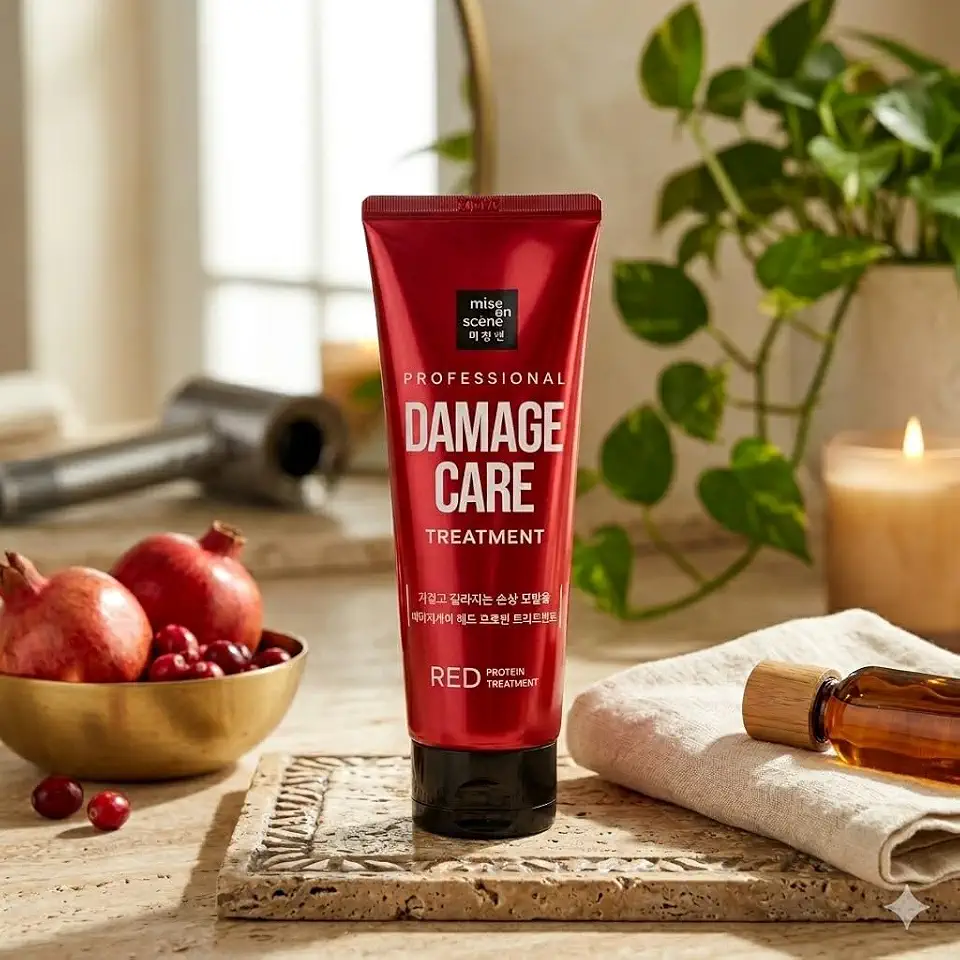 Mise en Scène Máscara de Tratamento Coreana Professional Damage Care Red Protein - Reconstrução Capilar Intensiva para Cabelos Danificados e Quimicamente Tratados, 180ml