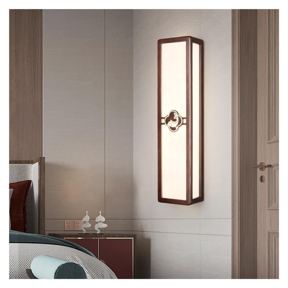 Lampa ścienna Drewniana, nowa chińska lampa ścienna, długa lampa ścienna do korytarza i sypialni