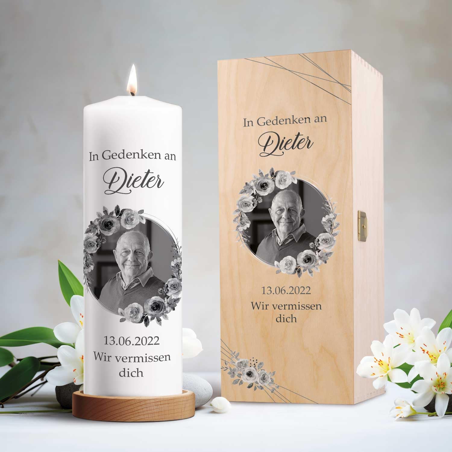 GRAVURZEILE Candela stampata - Candela di lutto per bambini