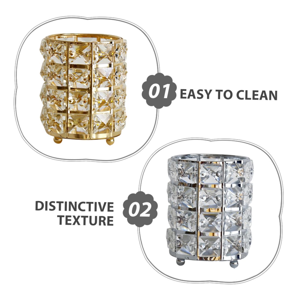 jojofuny 2 piezas Portalápices de Cristal Organizador Multifuncional para Brochas Maquillaje y Bolígrafos Almacenamiento Transparente para Escritorio Oficina y Estudio con Diseño Elegante