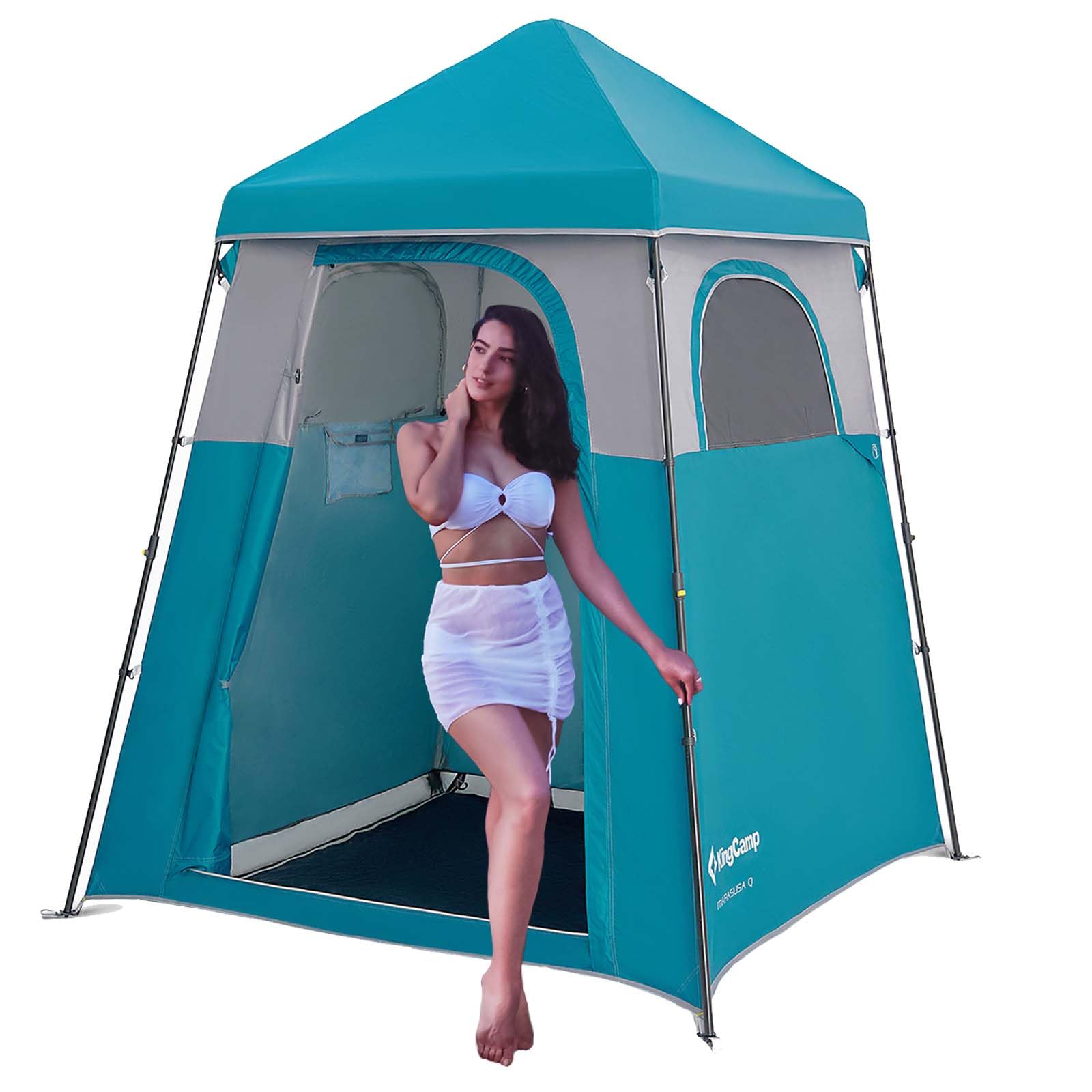 KingCampCamping Shower Tent, Instant Portable Privacy Shelter, 1/2 Room Large Outdoor Toilet Tent with Floor, Water-Resistant, Windproof & Easy Setup for Beach, Camping & Hiking