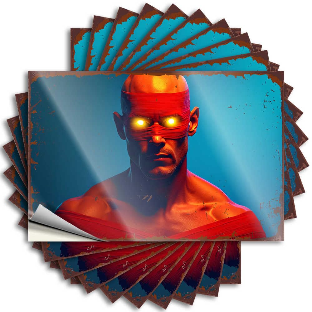 Sticker Sweet Comfort Crazy Helmet Glowing Eyes of The Red Bandit - Scratch Resistant Stickers(8X12CM)