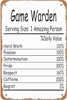 Game Warden Amazing Person Daily Value Sign Wall Decor Art Poster Vintage Metal Tin Sign for Funny Bathroom Room Garage Office Man Cave Pub Dorm Sign Wall Decoration Gift 8x12 In