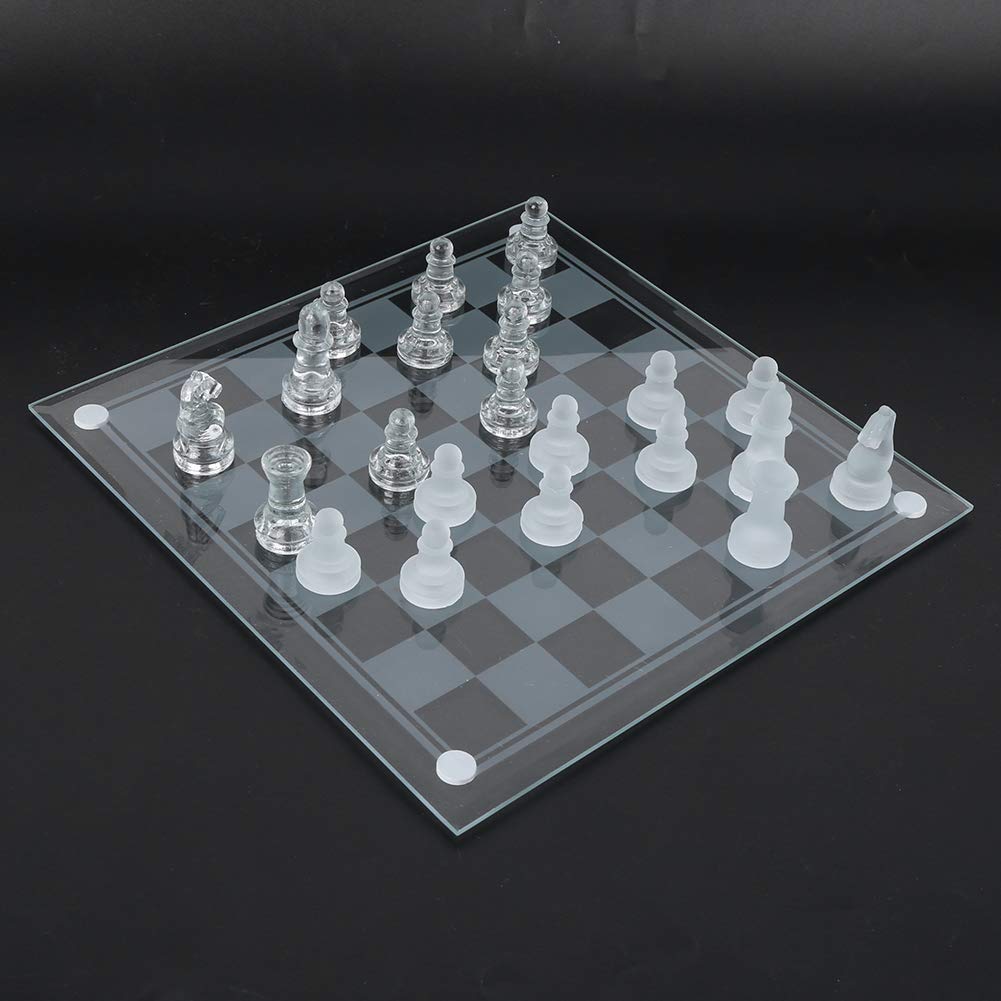 Tbest International Glass Crystal Chess Exquisit Chessman 32PCS Checkerboard 25x25 Cm Grossé école de Camping en Douceur en Douceur