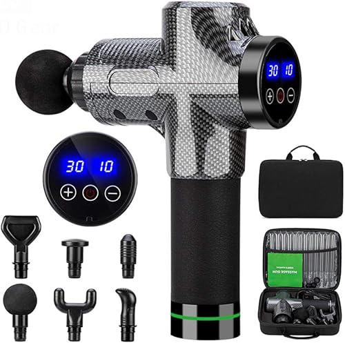 Miniatura 10 de KDFJ Pistola de masaje de alta frecuencia con pantalla táctil LCD de 30 engranajes, masajeador eléctrico para relajar el cuerpo, con bolsa portátil,