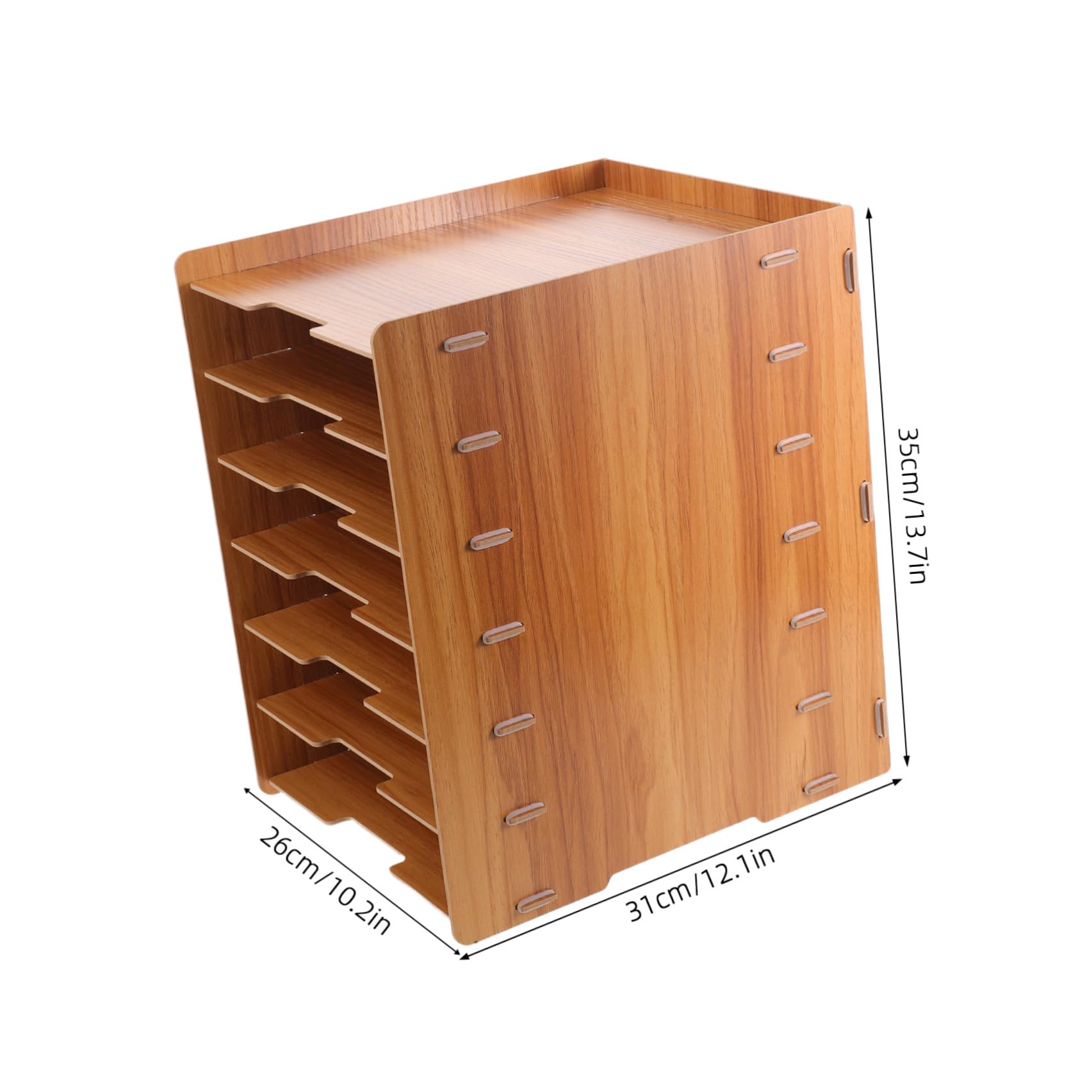 PLAFOPE Organizzatore da Scrivania in Legno con 7 Livelli, Struttura Rinforzata e Design Naturale per Ottimizzare la Visibilità dei Documenti su Tavoli e Scrivanie