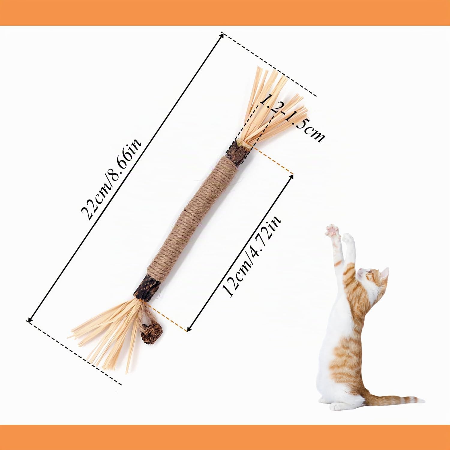 Lot de 6 bâtonnets d'herbe à chat - En bois à mâcher - Pour les soins dentaires et la mauvaise haleine - Naturellement sûrs - Jouet à mâcher pour chat