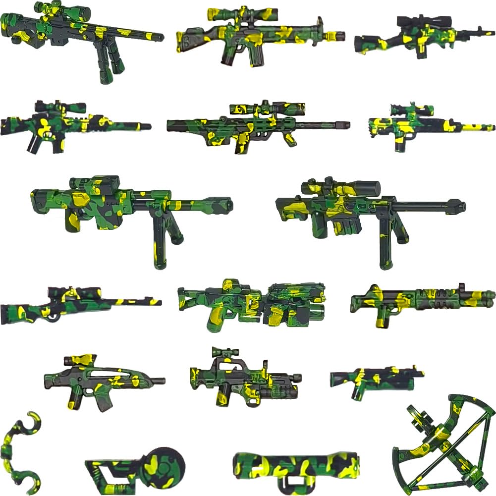 390 Pezzi Set Armi Militari Giocattoli Mattoncini Equipaggiamento Soldato, Elmetto Mimetizzato, Gilet Tattico, Scudi, Mitragliatrice Gatling, Compatibile con le Principali Minifigure