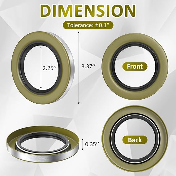 Sanyasi (Pack of 4 Trailer Hub Wheel Grease Seal for Dexter Texcom Replaces 01003600 010-036-00 10-36 22333TB, ID 2.250 x OD 3.376 Double Lip Seals, 5200-7000lb Trailer Axles D42