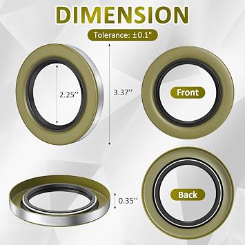 Sanyasi (Pack of 4 Trailer Hub Wheel Grease Seal for Dexter Texcom Replaces 01003600 010-036-00 10-36 22333TB, ID 2.250 x OD 3.376 Double Lip Seals, 5200-7000lb Trailer Axles D42