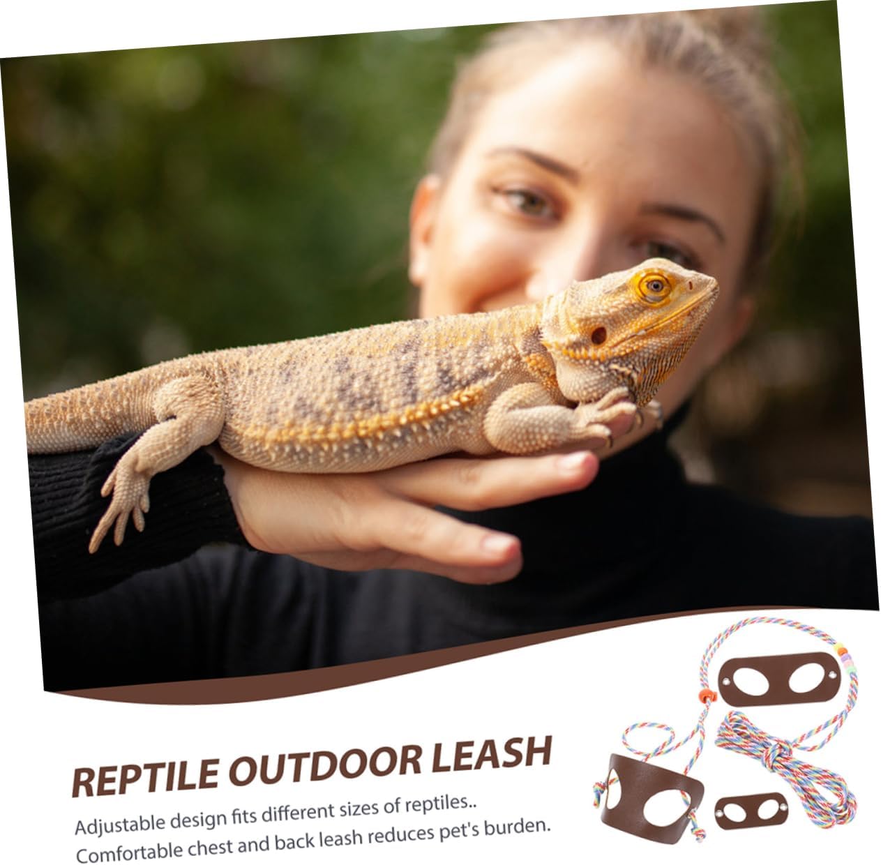 2pcs Bearded Dragon Leash Harness for Reptiles Lightweight Pu Material Lizard Leash for Outdoor Travel and Training Activities