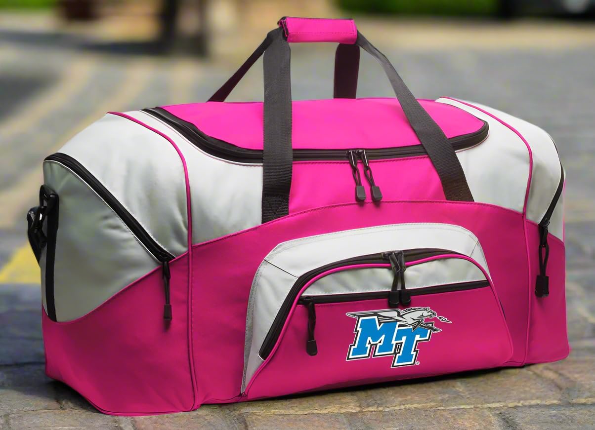 Middle Tennessee Duffel Bag - Womens Suitcase Travel Duffle - Large Middle Tennessee Gear Bag - MTSU Logo (Pink)