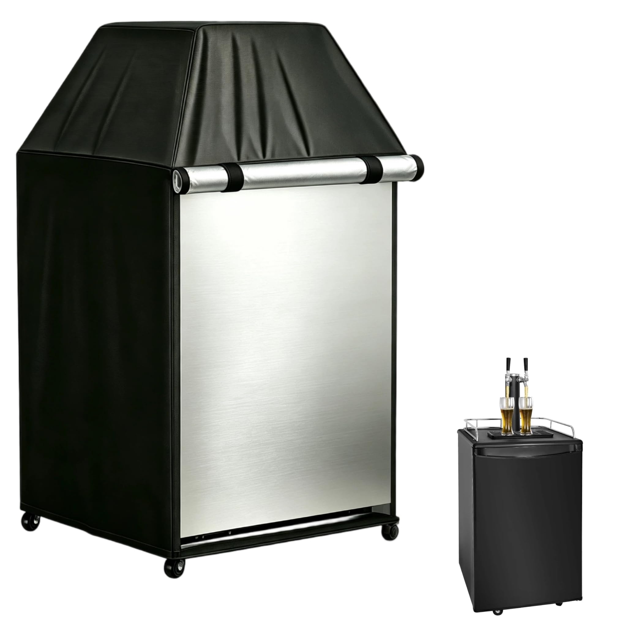 27 In Refrigerator Cover for Dual Tap Kegerator/Double Draft Beer Tower