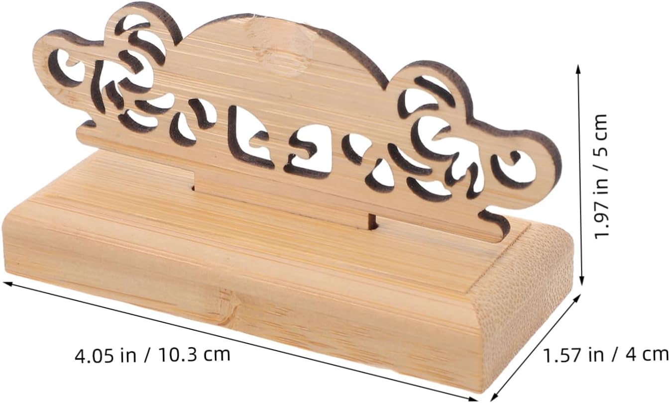 Bamboo Folding Fan Display Stand 2pcs Beige Pedestal Xmas image 2