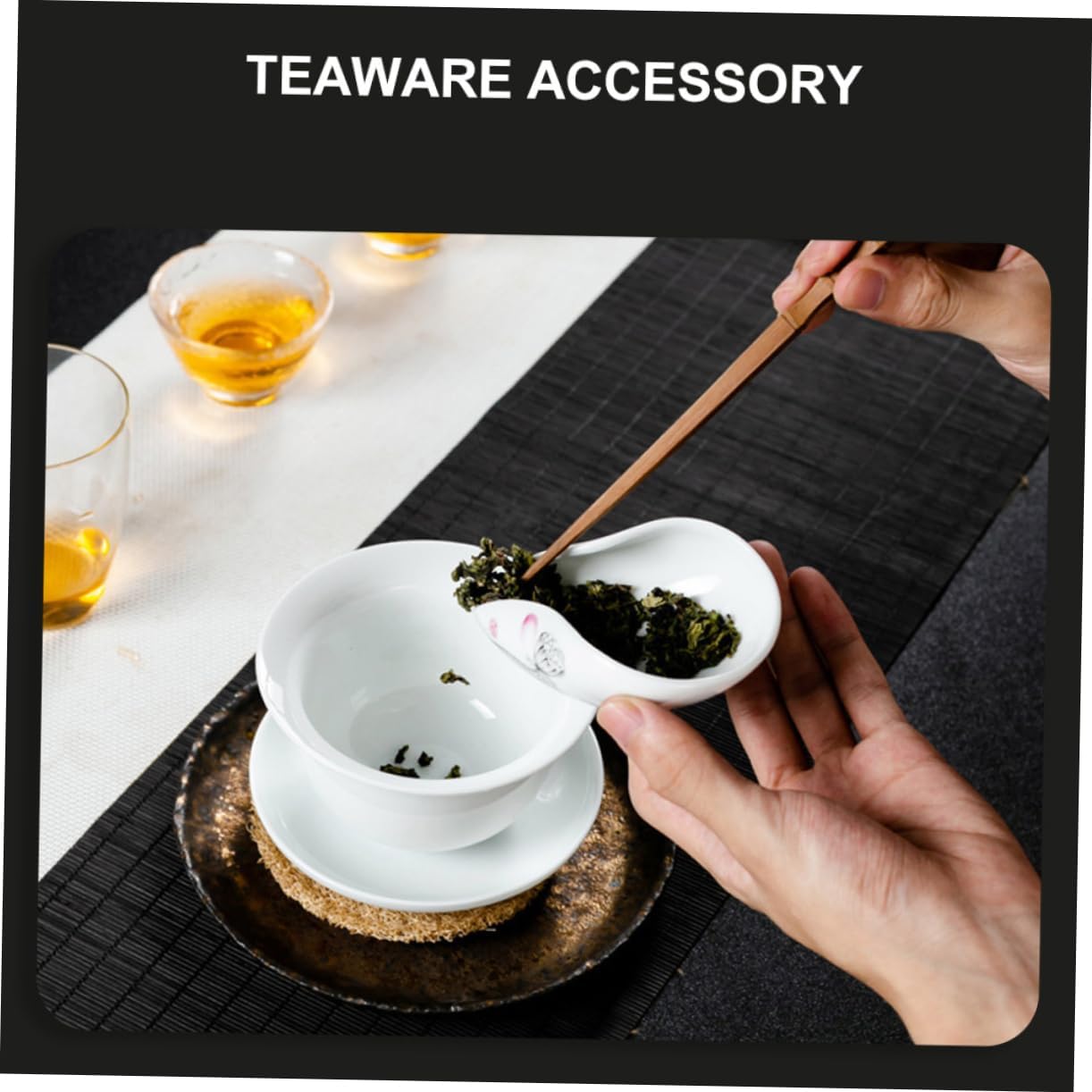 2Pcs Elegant Ceramic Tea Shovel and Tea Scoop Jade Porcelain Teaware Accessory for Tea Dispensing and Serving for Kung Fu Tea