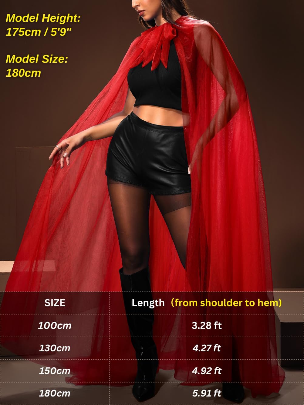 Kaei&Shi Long Sheer Cape,Tulle Hooded Cloak Halloween Witch Ghost Costume,Gothic Wedding Dress For Women