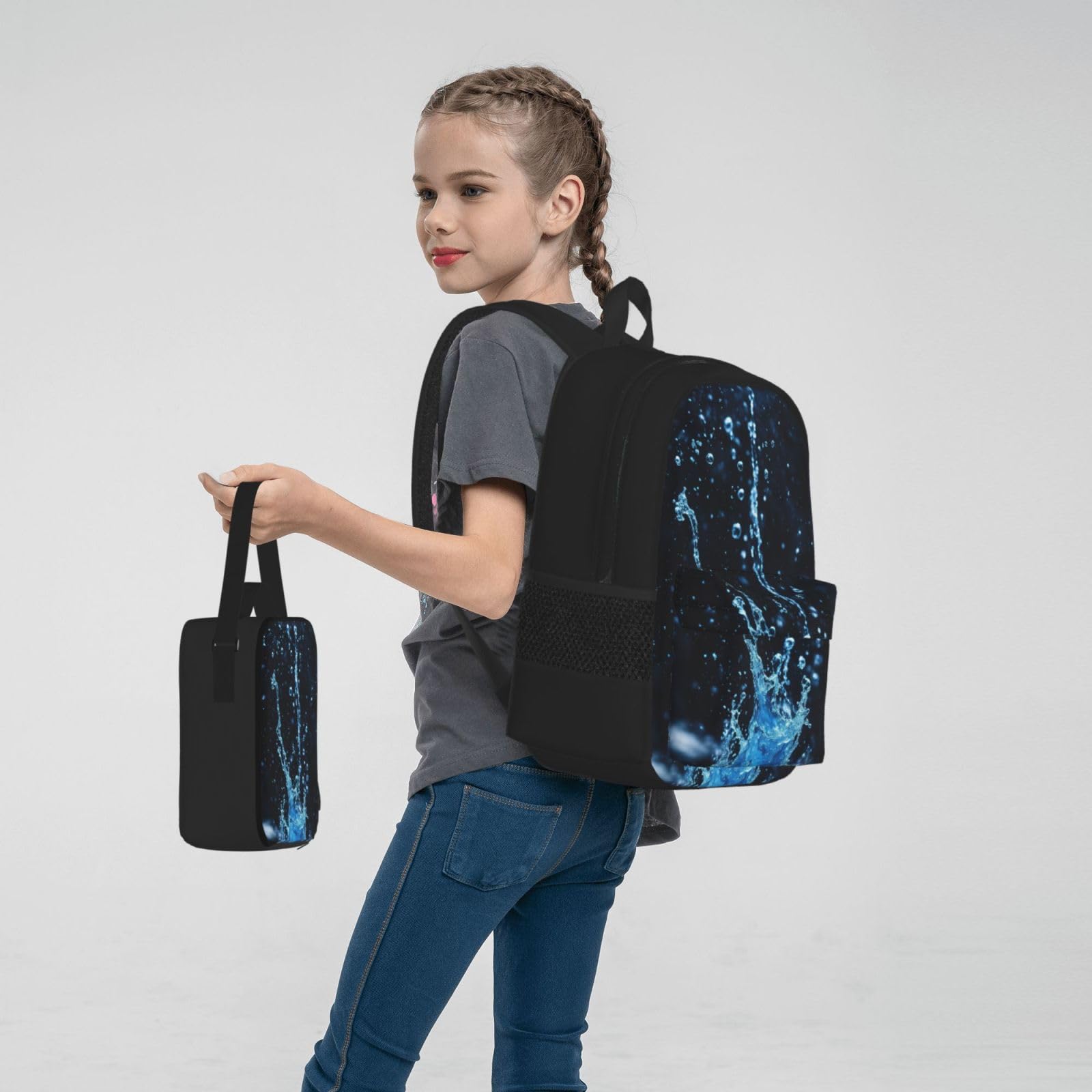 Zaino, borsa portapranzo, astuccio, set da 3 pezzi, per lavoro e